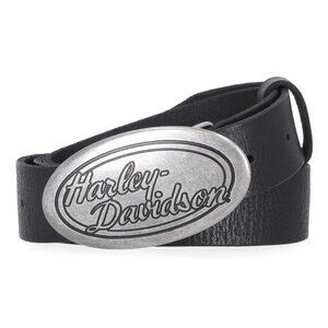 NWT Harley-Davidson® Women's Oval H-D Script Buckle Genuine Leather Belt Black S